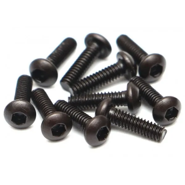 12.9 Grade Black Nickel Plated Button Head Screws - M2.5, 8MM