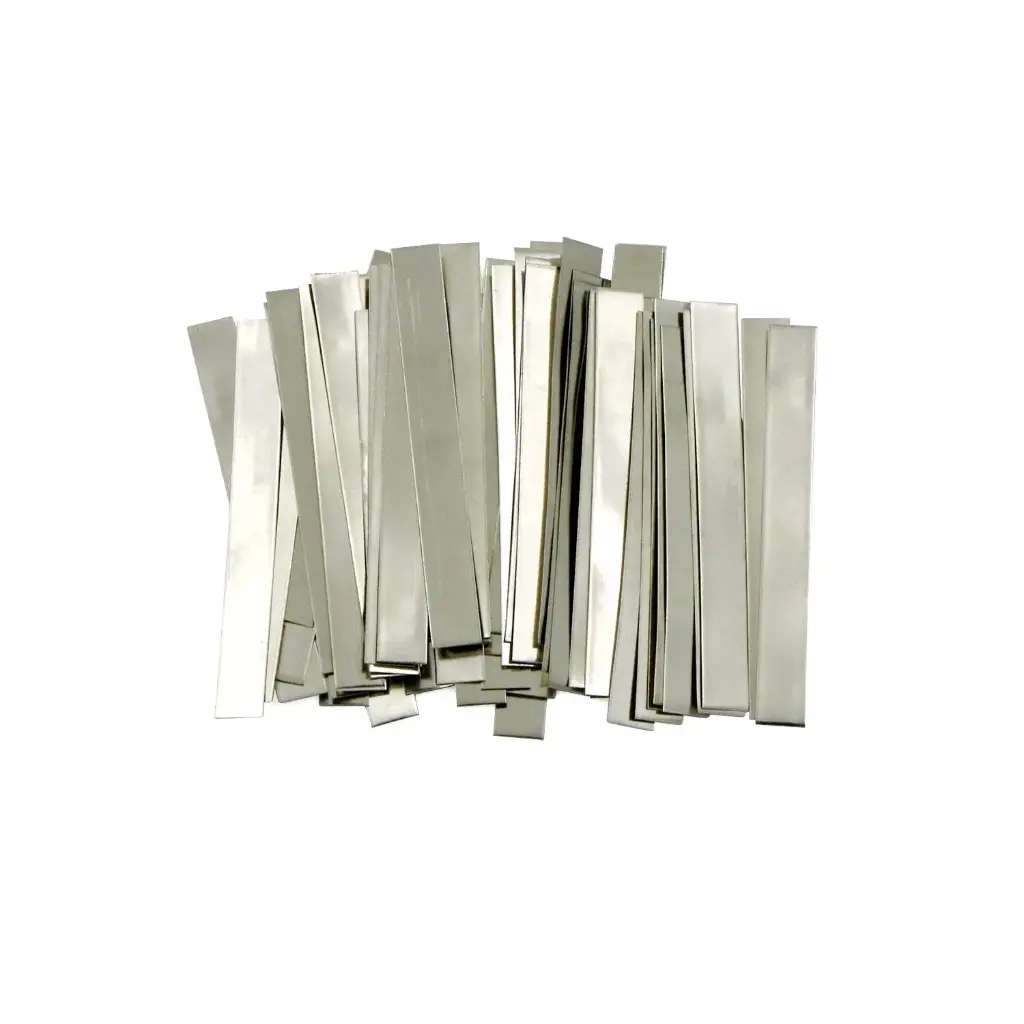 [BTRY-STRP-WELD-15-8-100MM-50PC] 0.15 x 8 x 100 mm 99.96%Pure Nickel Strip for Battery Connection Welding-50Pcs. 